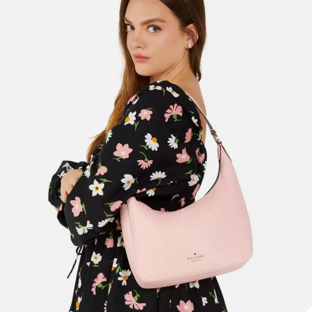 NWOT Kate Spade New York Leila Hobo Shoulder Bag Tea Rose Leather ** - Picture 4 of 9